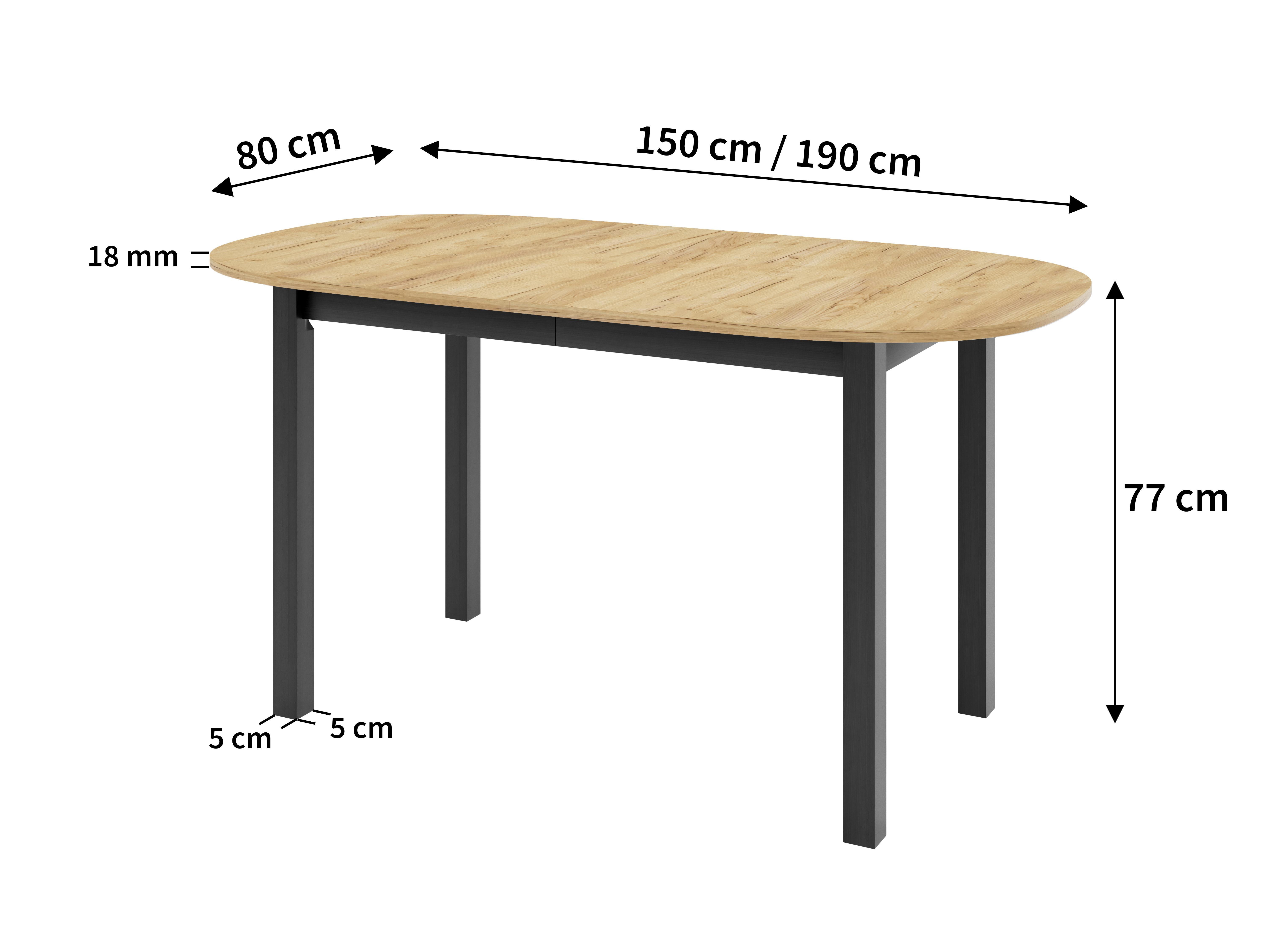 wohnli-moebel-suche-800000882610-1 ESSTISCH VITO P Ausziehbar 150 - 190 / 80 x 77 cm Holz MASSENO Möbel > Tische > Esstische Weiß