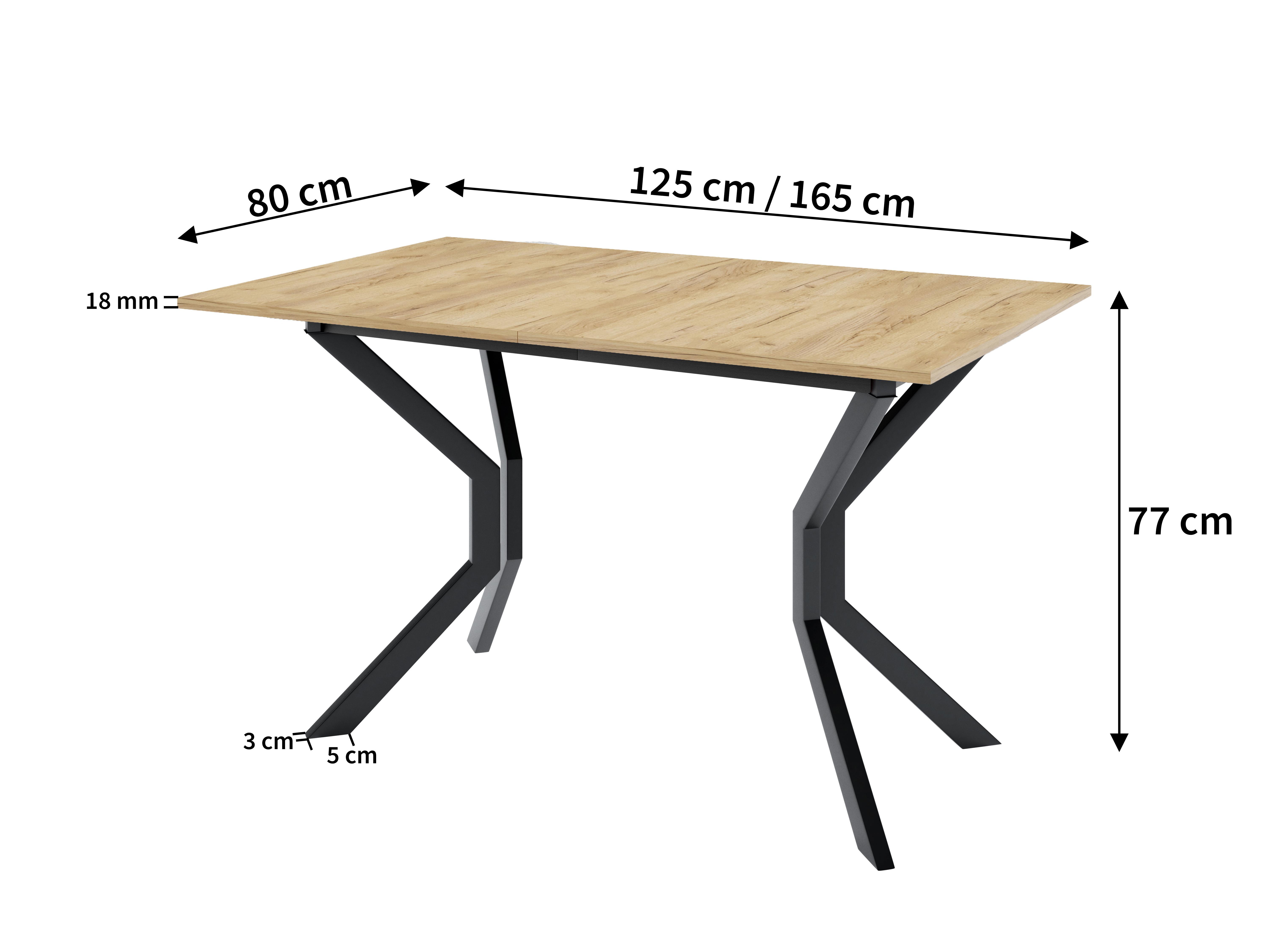 ESSTISCH ENZO M Ausziehbar 125 - 165 / 80 x 77 cm Holz MASSENO Möbel > Tische > Esstische Grau