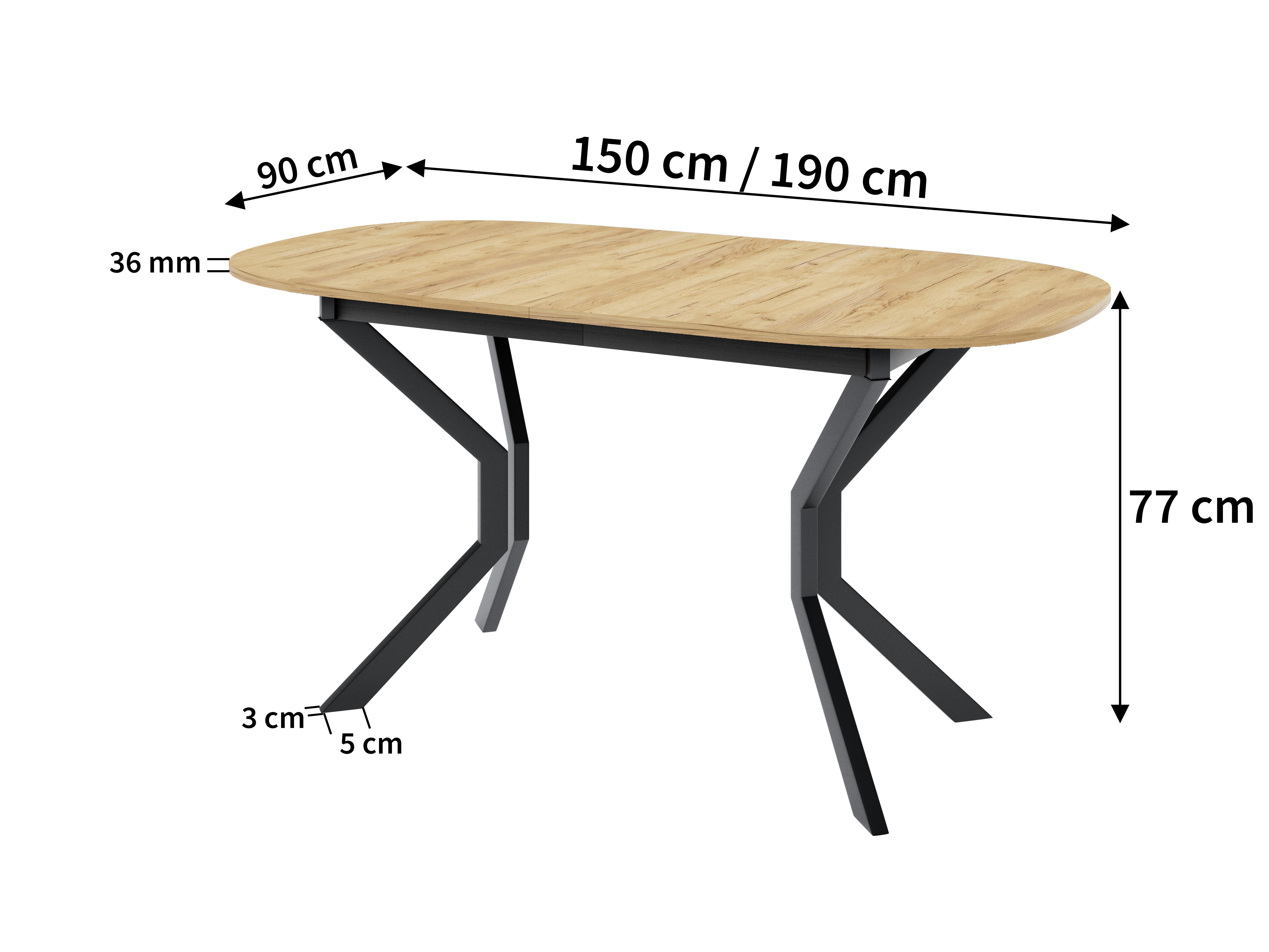 wohnli-moebel-suche-800000882624-1 ESSTISCH VITO M Ausziehbar 150 - 190 / 80 x 77 cm Holz MASSENO Möbel > Tische > Esstische Grau