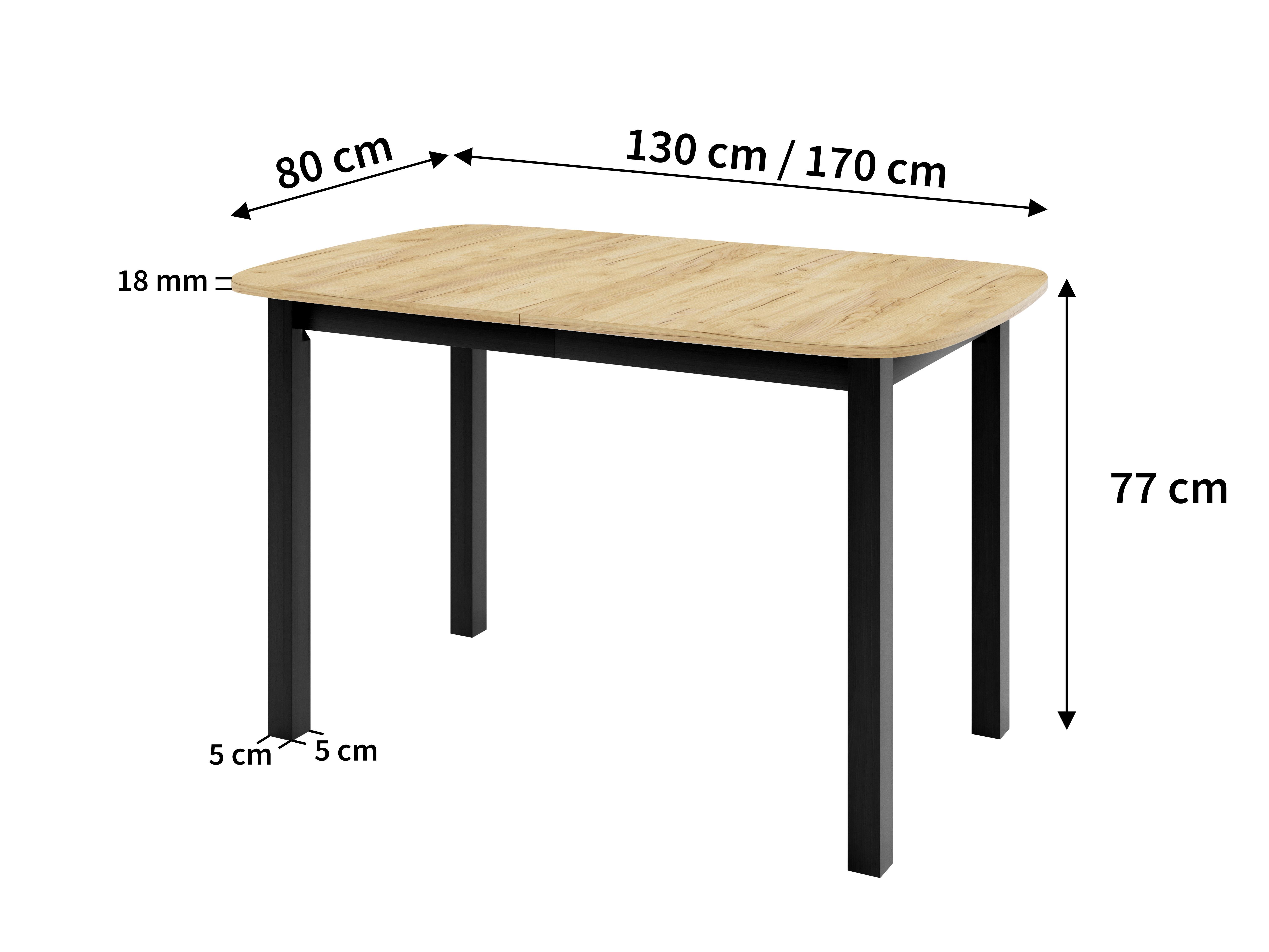 wohnli-moebel-suche-800000882626-1 ESSTISCH NICO P Ausziehbar 130 - 170 / 80 x 77 cm Holz MASSENO Möbel > Tische > Esstische Grau