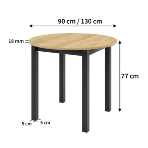 wohnli-moebel-suche-800000882627-1 ESSTISCH LUCA P Ausziehbar 90 - 130 / 90 x 77 cm Holz MASSENO Möbel > Tische > Esstische Weiß