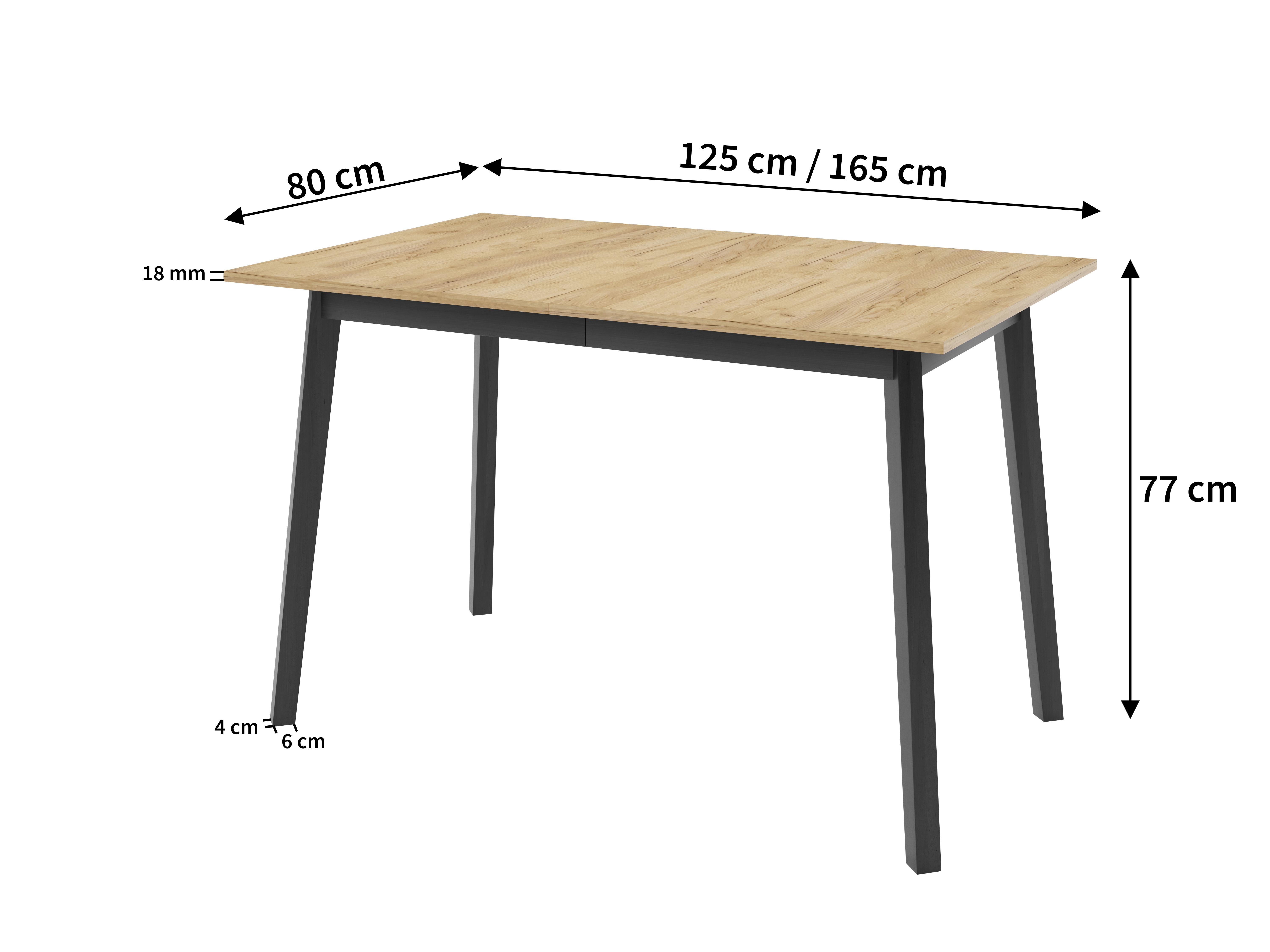 wohnli-moebel-suche-800000882644-1 ESSTISCH ENZO S Ausziehbar 125 - 165 / 80 x 77 cm Holz MASSENO Möbel > Tische > Esstische Grau
