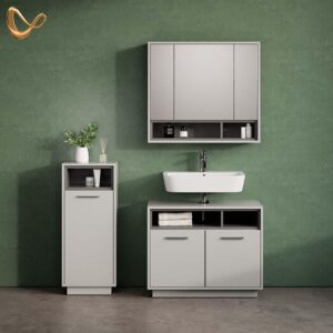 WASCHBECKENUNTERSCHRANK Temo Grau 80 x 64 cm Holzwerkstoff Livinity® Möbel > Schränke > Badezimmerschränke > Waschbeckenunterschränke Grau
