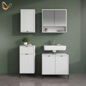 wohnli-moebel-suche-800000883240-1 BADSCHRANK ATERNO Weiß 40 x 87 cm mit Tür und Schublade Holzwerkstoff Livinity® Möbel > Schränke > Badezimmerschränke Weiß