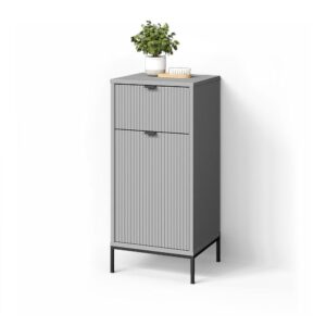 Wohnli Möbelsuche - BADSCHRANK ATERNO Grau 40 x 87 cm mit Tür und Schublade