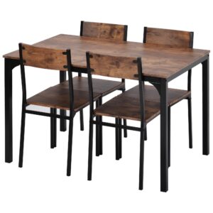 wohnli-moebel-suche-800000887448-1 ESSZIMMERGRUPPE in vintagebraun & metall mit 4 stühlen & platzsparendem design Holzwerkstoff Urban Meuble Möbel > Tische > Esstische Braun