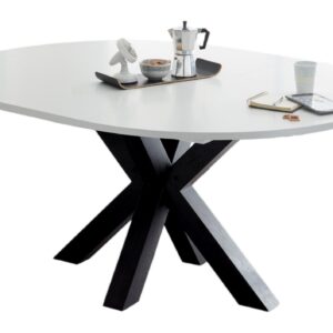 wohnli-moebel-suche-800000887501-1 ESSTISCH Rund ausziehbar Edda 9 110 x 110 x 78 Küchentisch Schwarzstahl/Weiß Matt Lack Holz 58aufmkessel Möbel > Tische > Esstische Weiß