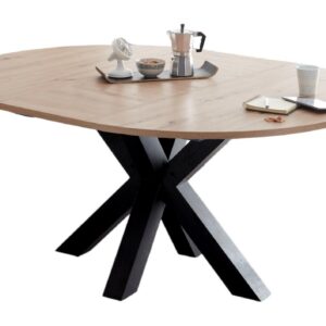 ESSTISCH Rund ausziehbar Edda 9 110 x 110 x 78 Küchentisch Schwarzstahl/Asteiche Holz 58aufmkessel Möbel > Tische > Esstische Braun