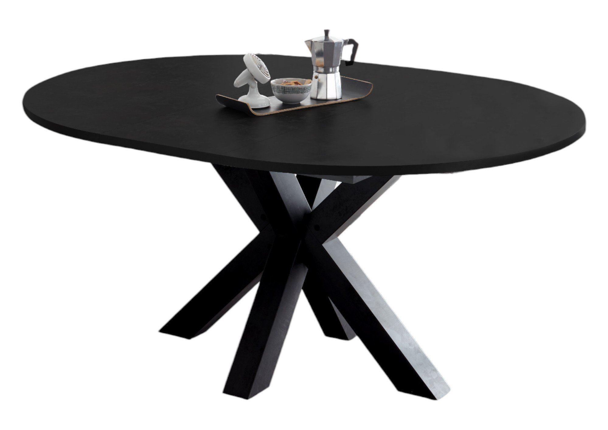 ESSTISCH Rund ausziehbar Edda 9 130 x 130 x 78 Küchentisch Schwarzstahl Holz 58aufmkessel Möbel > Tische > Esstische Grau