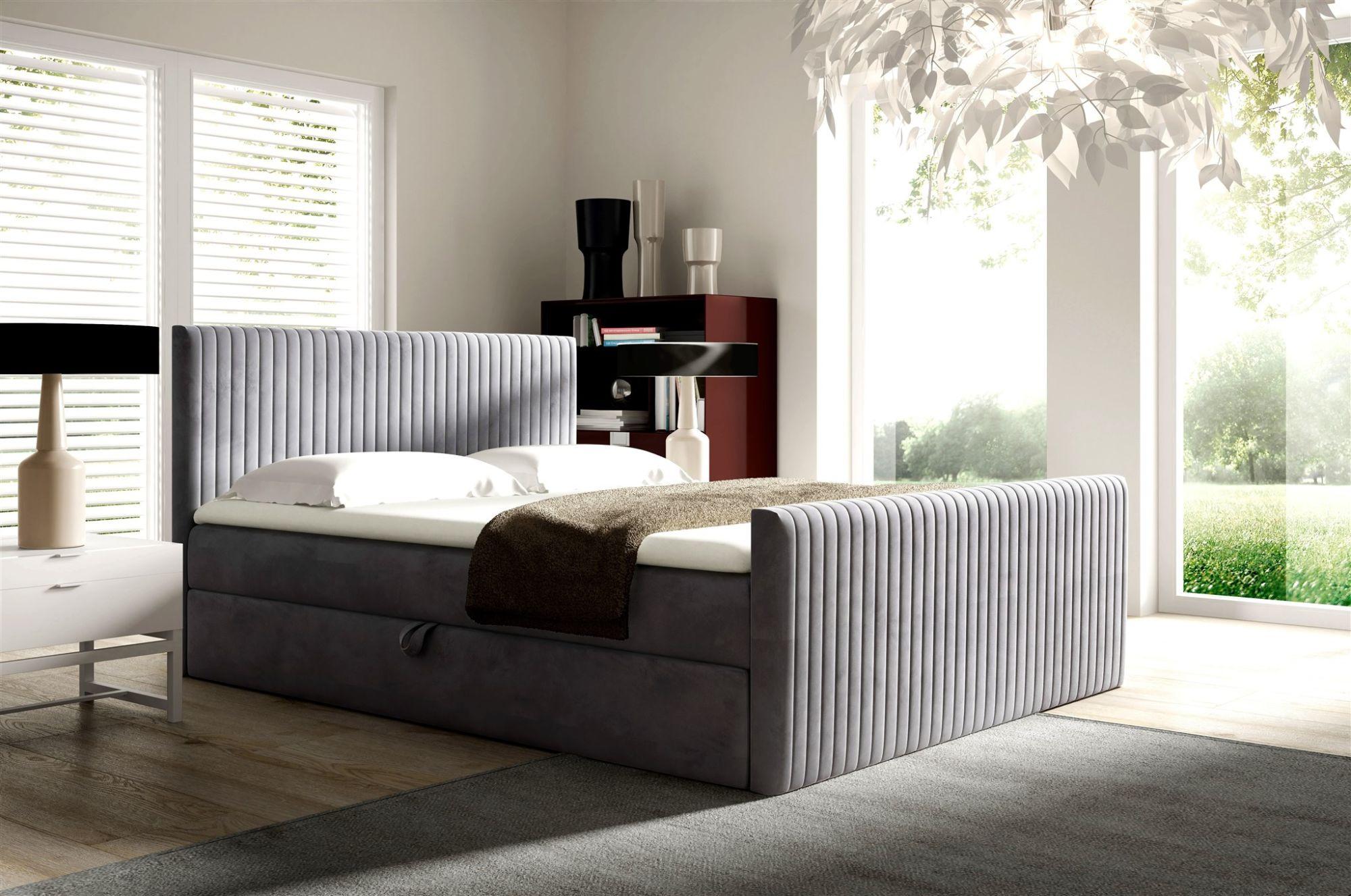 BOXBETT Adrien In überlänge Textil Fun Möbel Möbel > Betten > Boxspringbetten Grau