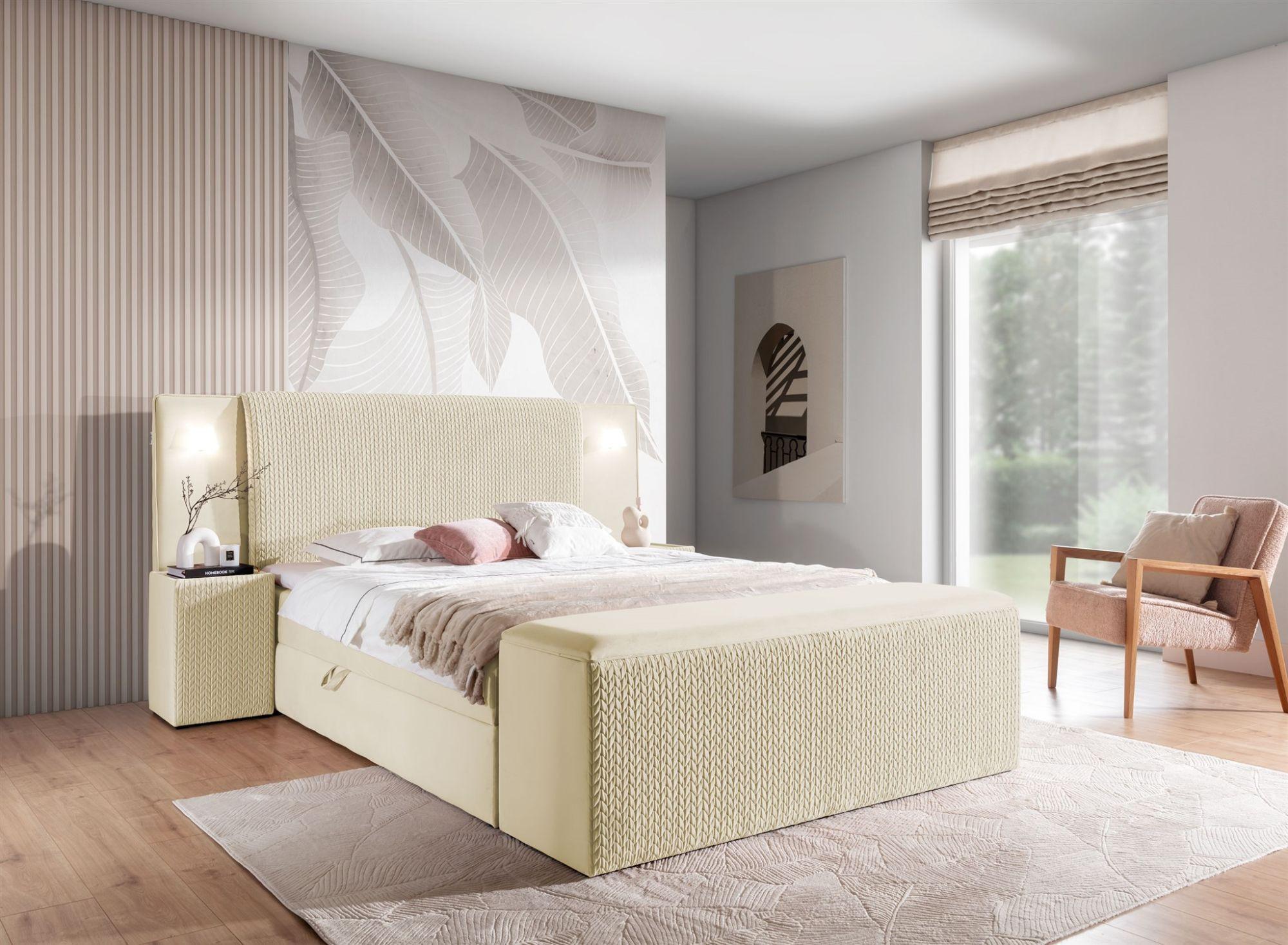 BOXBETT Marten überlänge Set.4 Textil Fun Möbel Möbel > Betten > Boxspringbetten Weiß