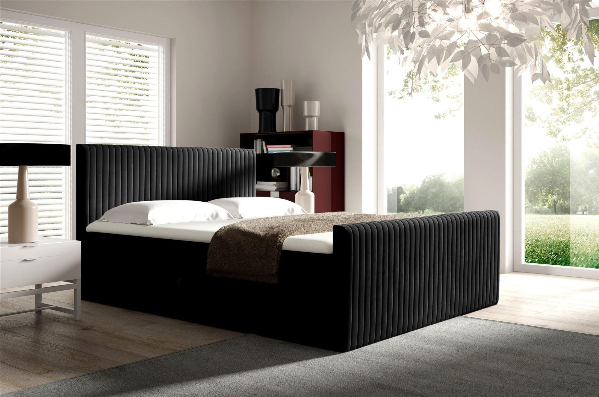 BOXBETT Adrien In überlänge Textil Fun Möbel Möbel > Betten > Boxspringbetten Schwarz