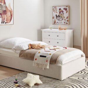 wohnli-moebel-suche-800000888400-1 POLSTERBETT Weiß 90/200 cm Dinan Textil, Holz Beliani Möbel > Betten > Polsterbetten Weiß