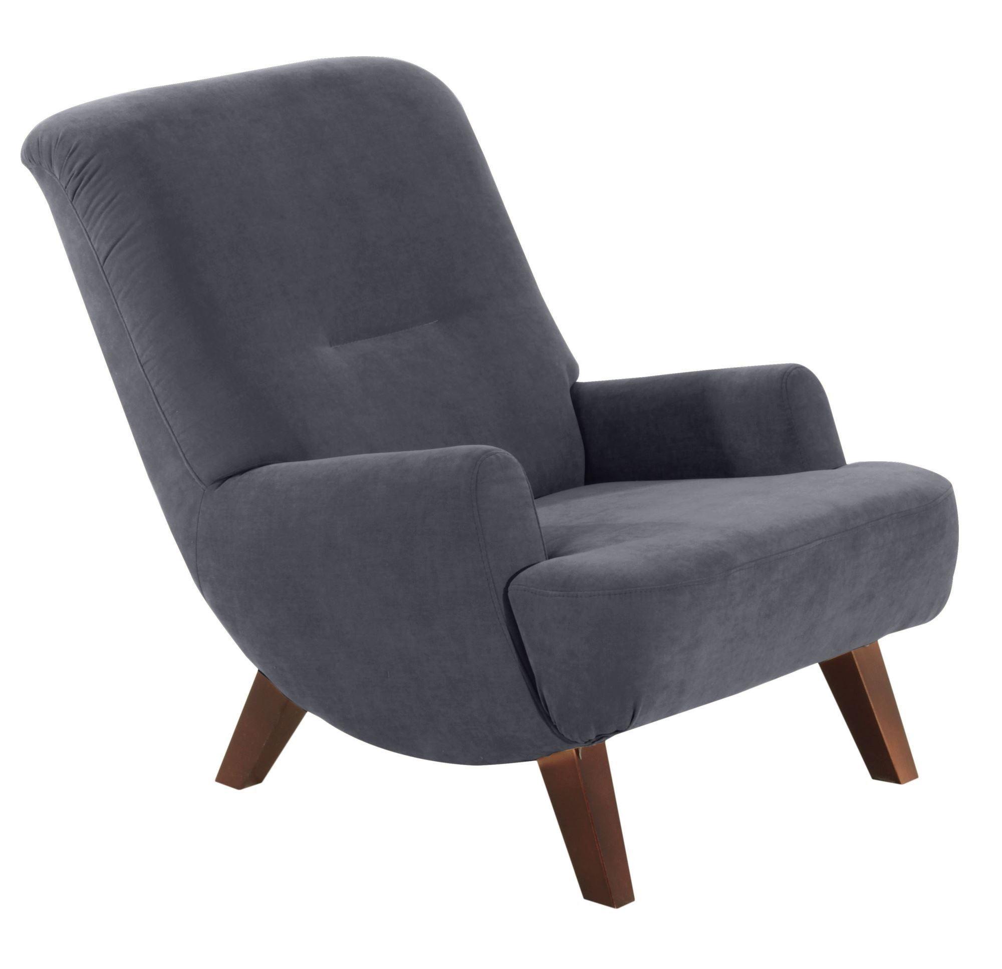 Wohnli Möbelsuche - SESSEL Kajsa 71x80x101 Bezug Veloursstoff Buche nussbaum/anthrazit