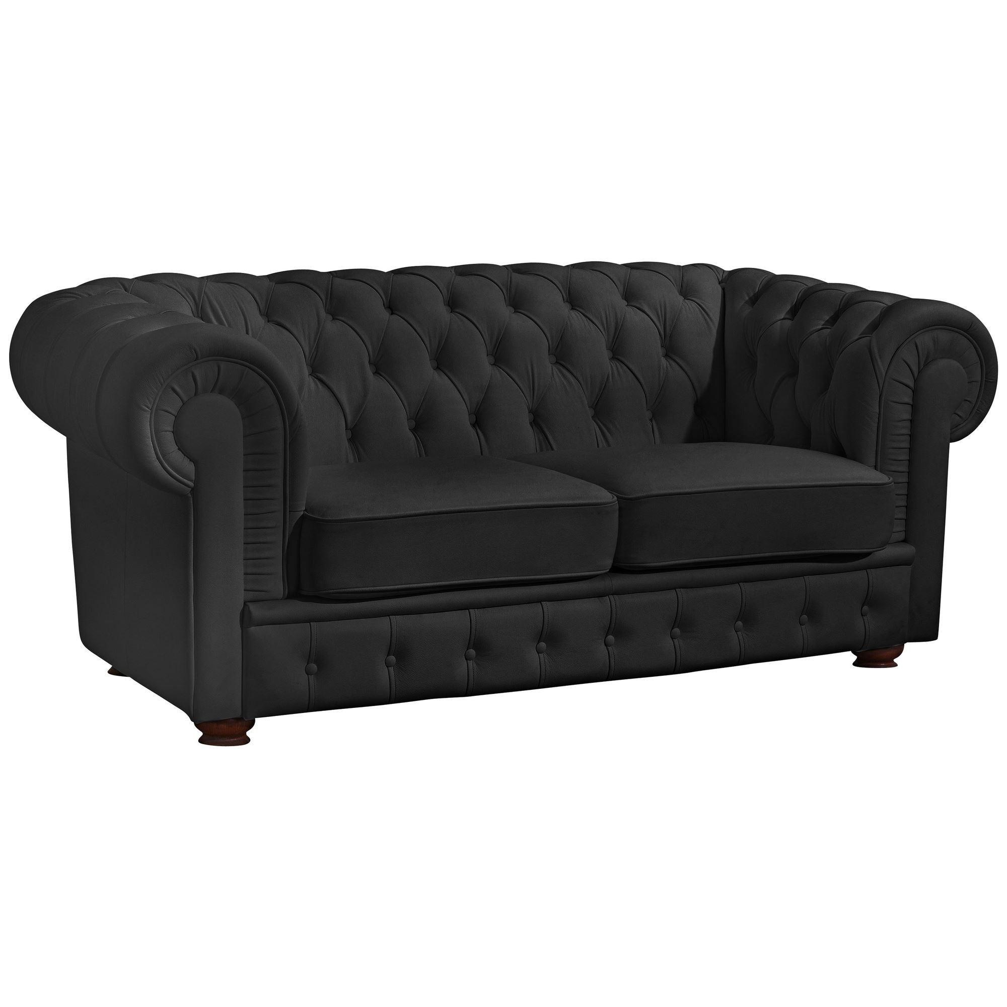Wohnli Möbelsuche - SOFA 2-Sitzer Kalea Bezug Kunstleder Buche nussbaum dunkel / schwarz