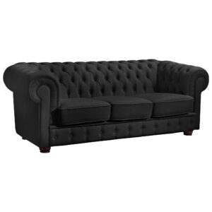 Wohnli Möbelsuche - SOFA 3-Sitzer Kalea Bezug Kunstleder Buche nussbaum dunkel / schwarz
