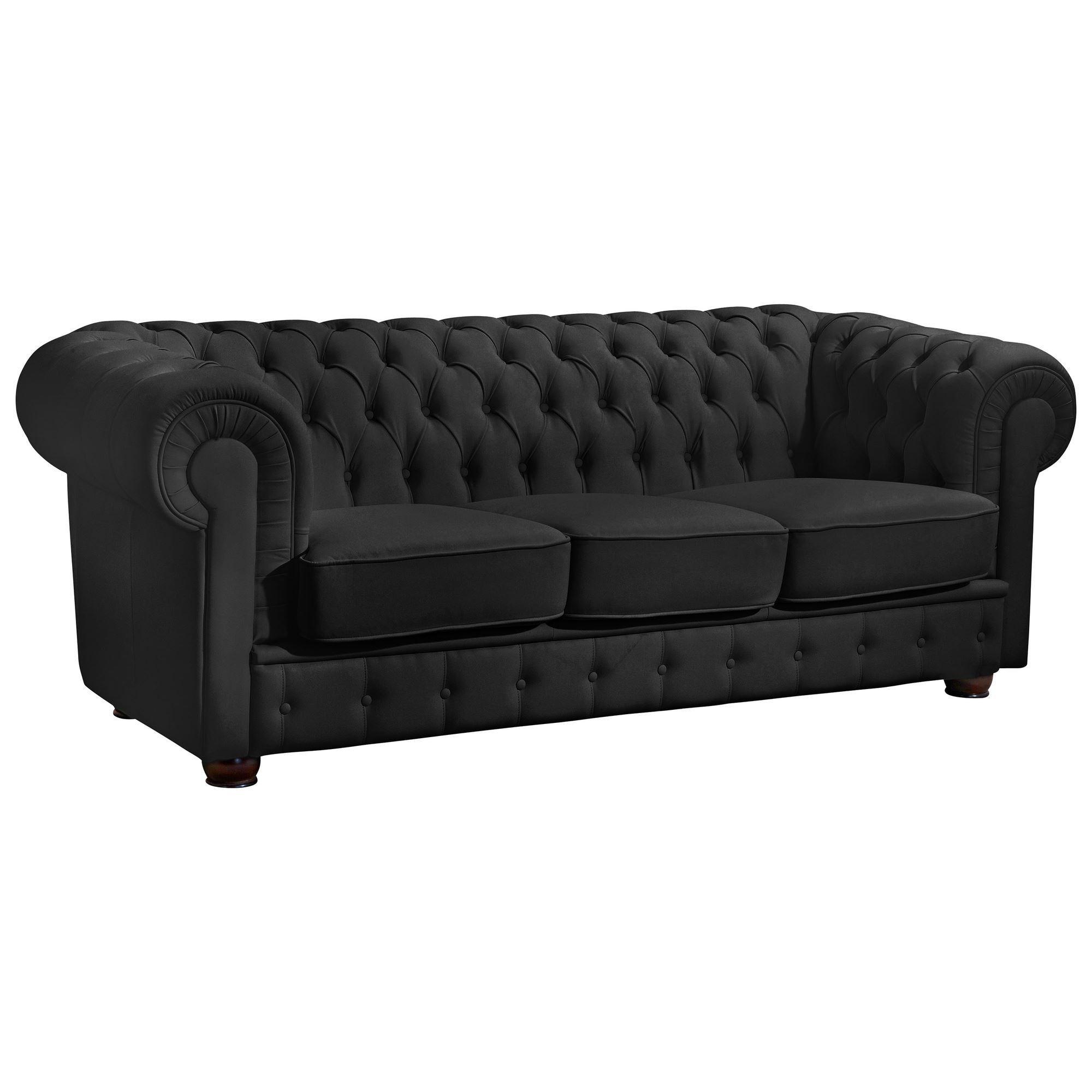 wohnli-moebel-suche-800000888511 Wohnli Möbelsuche - SOFA 3-Sitzer Kalea Bezug Kunstleder Buche nussbaum dunkel / schwarz