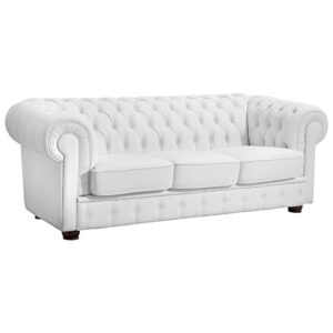 Wohnli Möbelsuche - SOFA 3-Sitzer Kalea Bezug Kunstleder Buche nussbaum dunkel / weiß