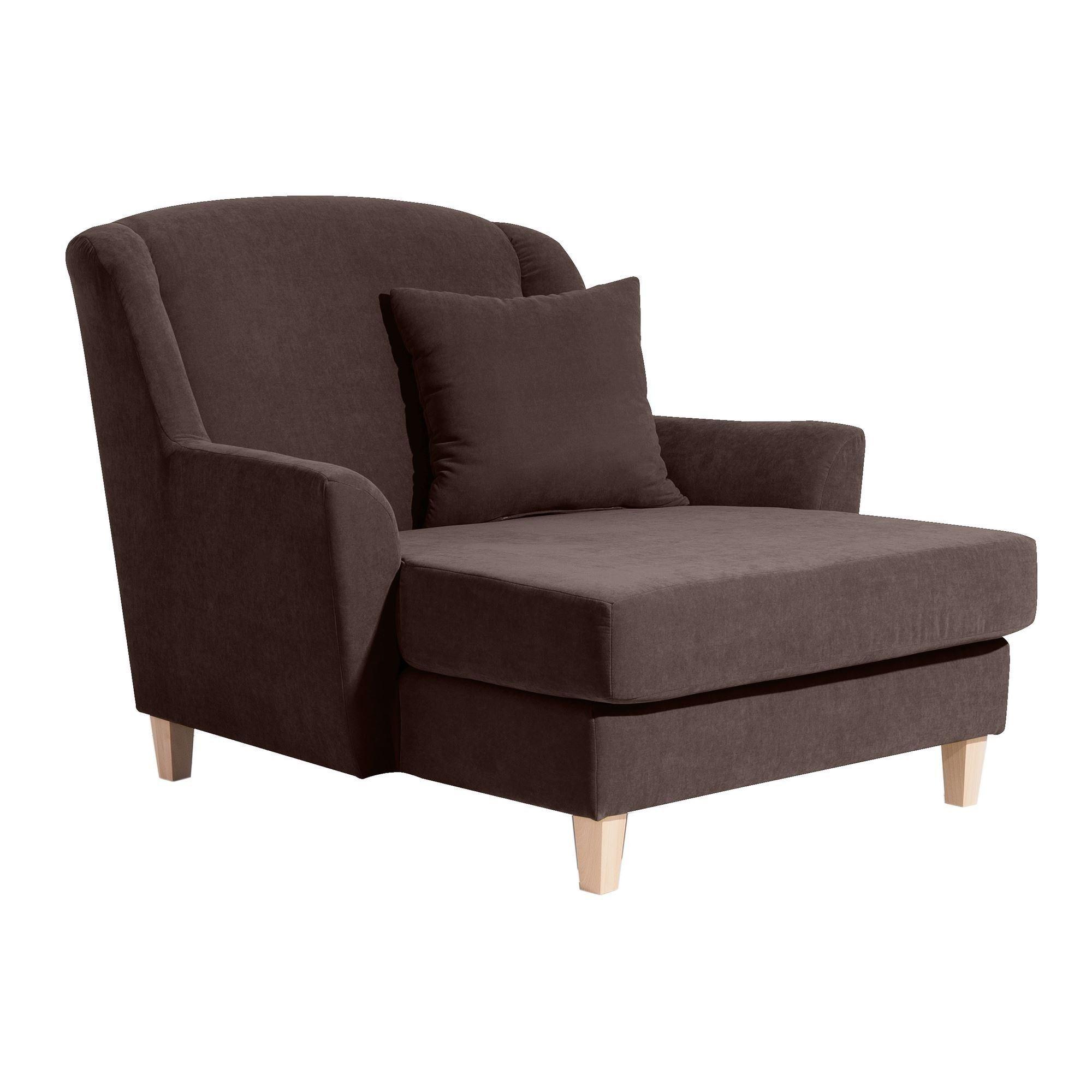 Wohnli Möbelsuche - SESSEL XXL Karil Bezug Veloursstoff Buche natur / braun