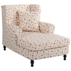 Wohnli Möbelsuche - SESSEL XXL Karley Bezug Flachgewebe Buche nussbaum dunkel / geblümt beige