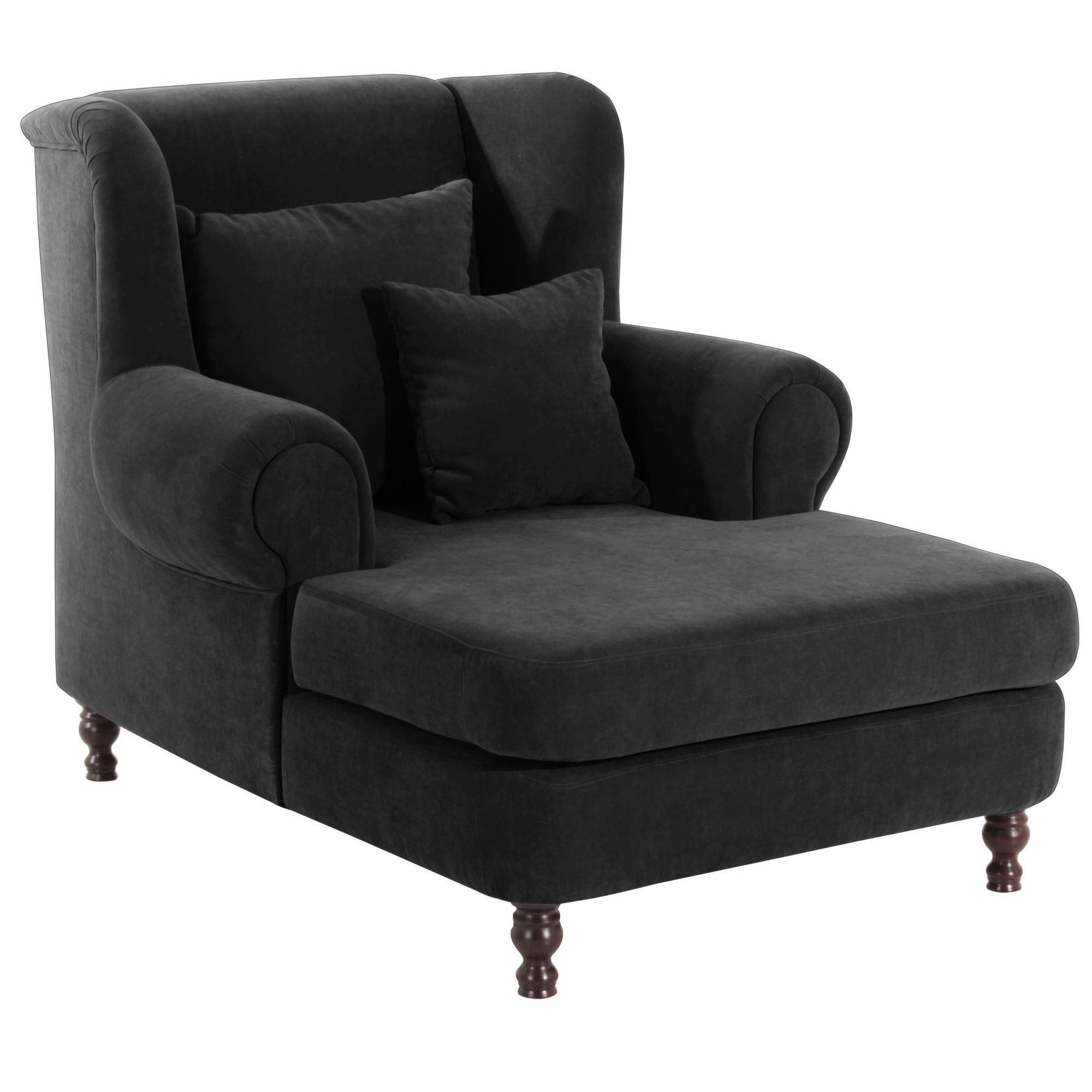 wohnli-moebel-suche-800000889315 Wohnli Möbelsuche - SESSEL XXL Karley Bezug Veloursstoff Buche nussbaum dunkel / schwarz