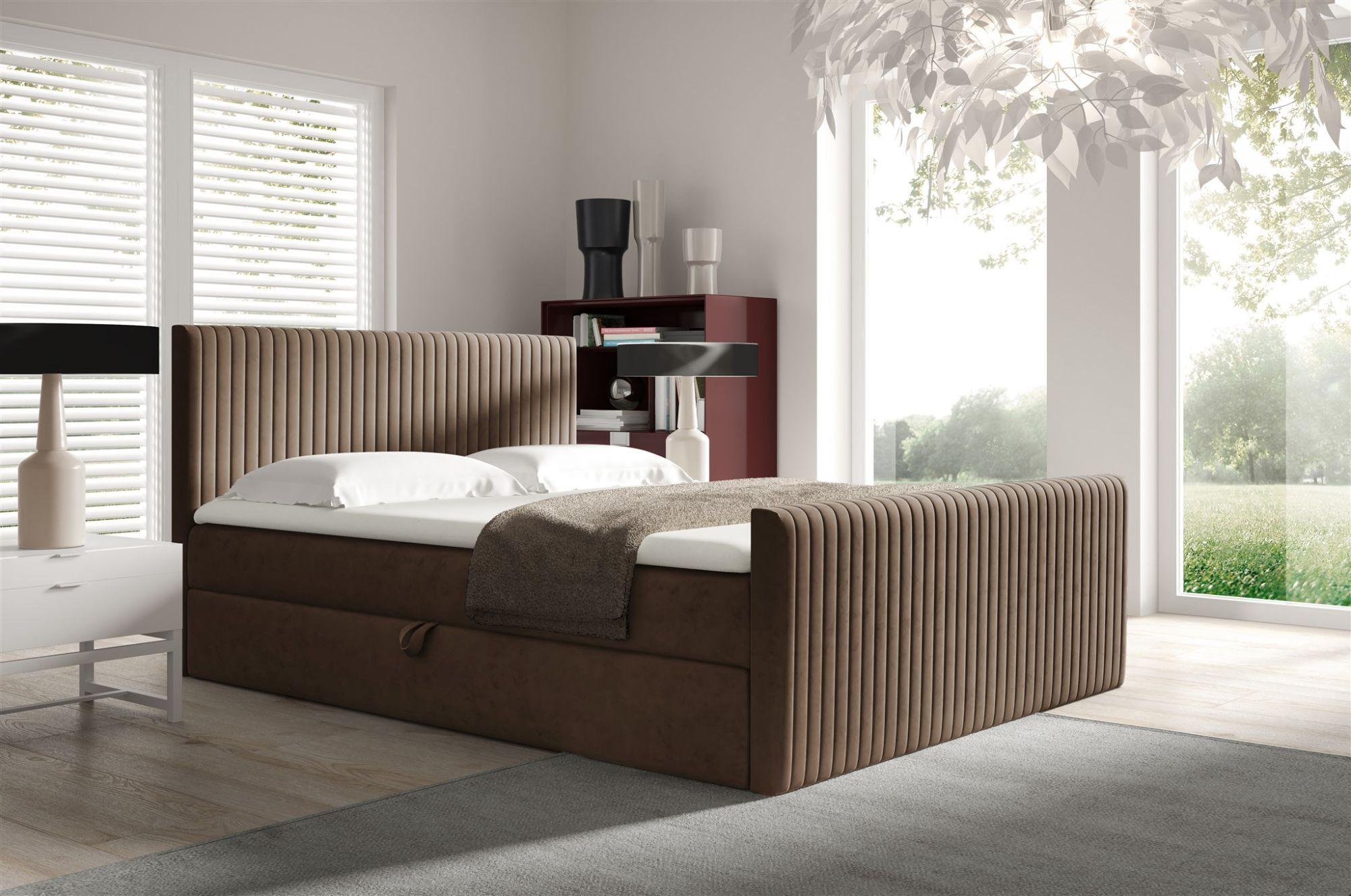 wohnli-moebel-suche-800000889434-1 BOXBETT Adrien In überlänge Textil Fun Möbel Möbel > Betten > Boxspringbetten Braun