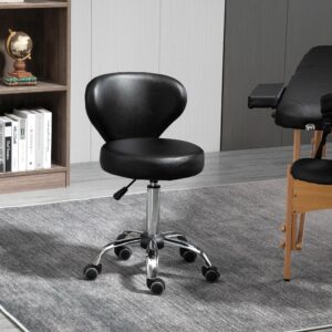 ROLLHOCKER höhenverstellbar Drehhocker drehbar Salon Hocker mit Lehne Schwarz Kunststoff HOMCOM Möbel > Sessel > Hocker Schwarz