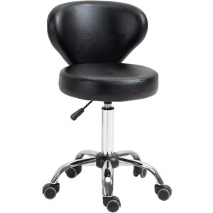 Wohnli Möbelsuche - ROLLHOCKER höhenverstellbar Drehhocker drehbar Salon Hocker mit Lehne Schwarz