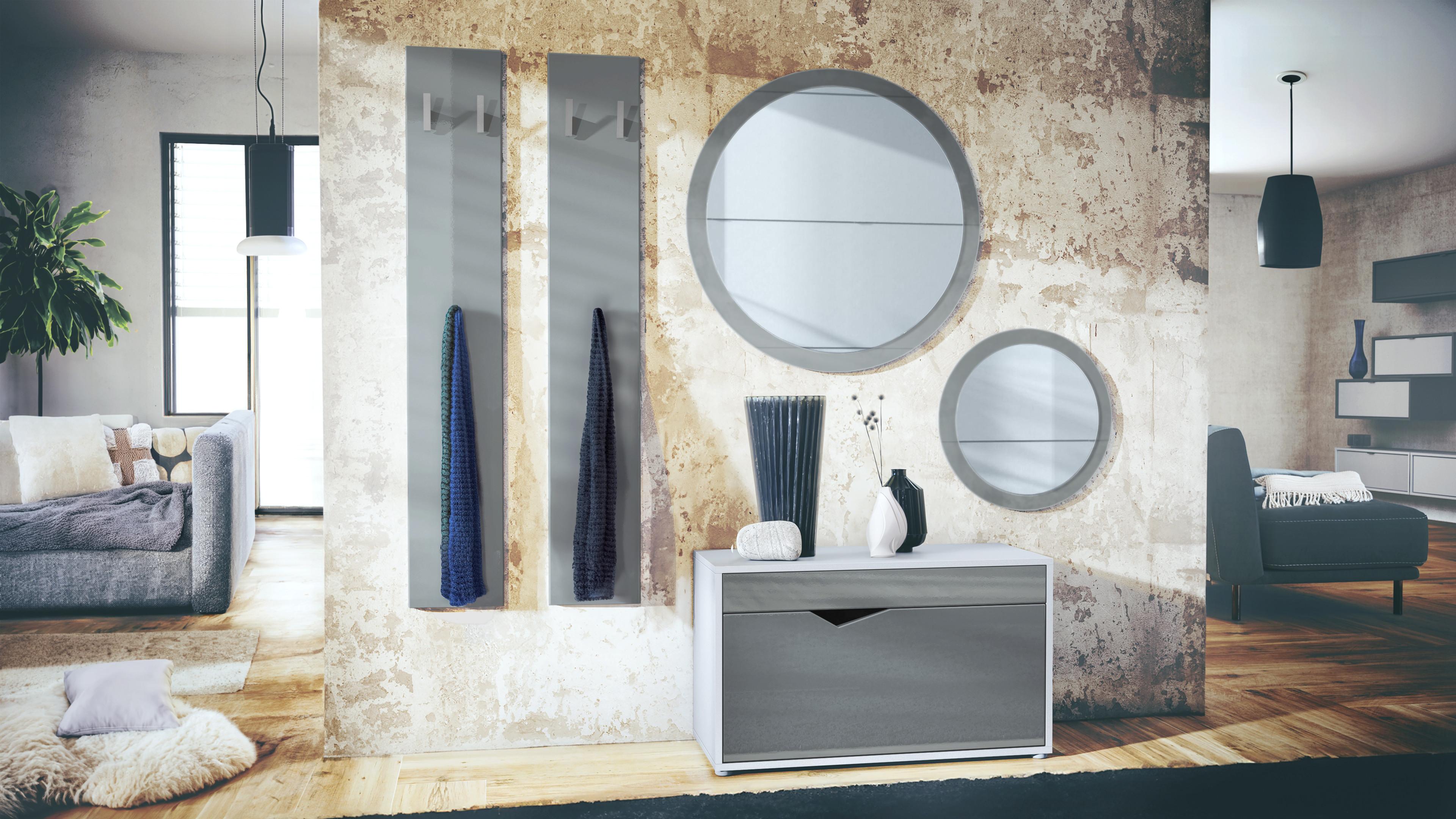 GARDEROBE Espoo Grau Hochglanz Holzwerkstoff Vladon Garderoben Grau