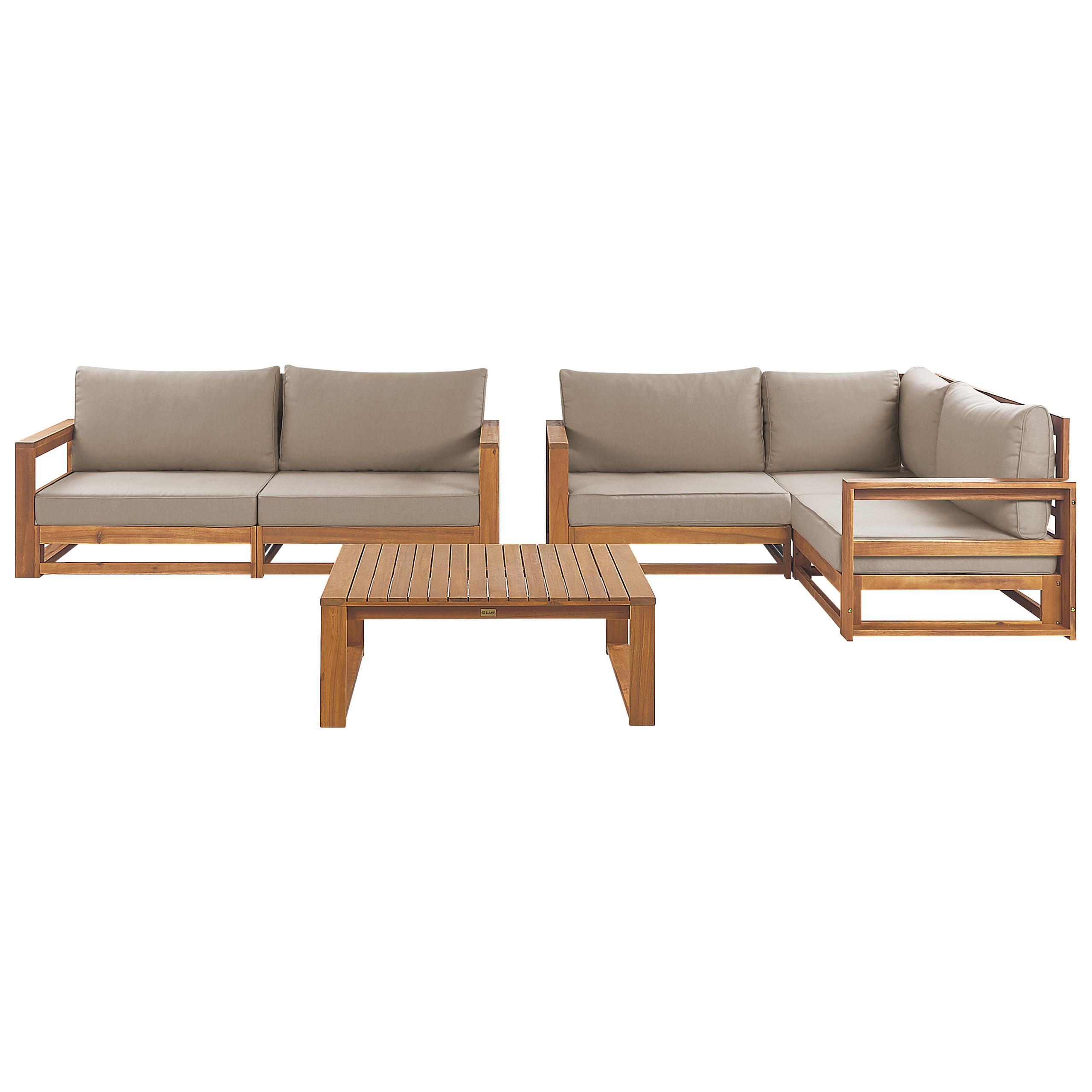 wohnli-moebel-suche-800000898482 Wohnli Möbelsuche - 4-SITZER LOUNGE SET zertifiziertes Holz hellbraun Auflagen taupe Timor II