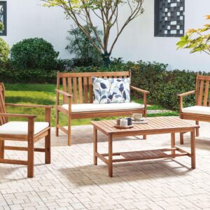 wohnli-moebel-suche-800000898506-1 LOUNGE SET 4-Sitzer Akazienholz hellbraun Auflagen weiß Altidona Holz Beliani Garten & Outdoor > Gartenmöbel > Gartenmöbel-Sets Weiß