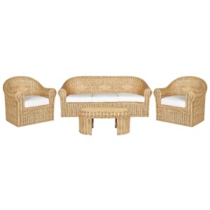 wohnli-moebel-suche-800000898507 Wohnli Möbelsuche - LOUNGE SET 5-Sitzer Rattan naturfarben Auflagen weiß Fracasti