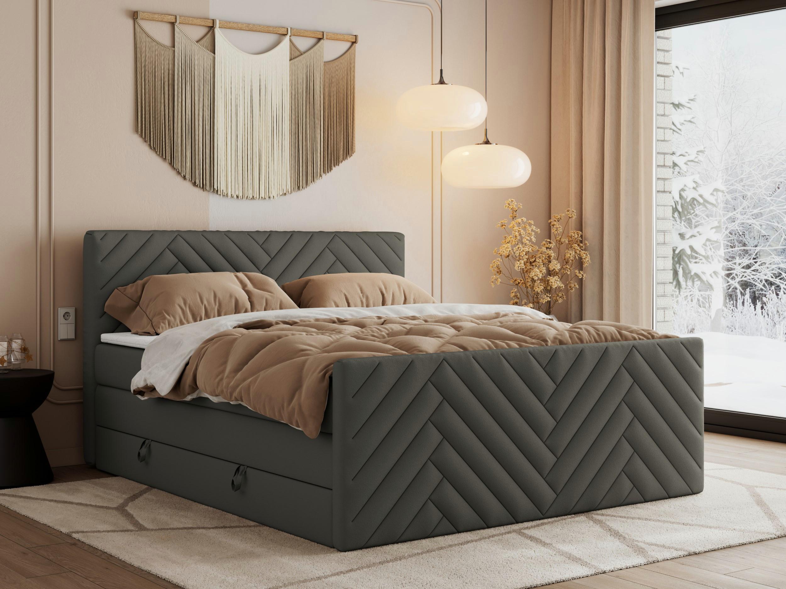 wohnli-moebel-suche-800000898736-1 BOXSPRINGBETT PARIS KING DUO - 160/200 - Grau Kunstleder - H3 Textil MKS Möbel > Betten > Boxspringbetten Grau