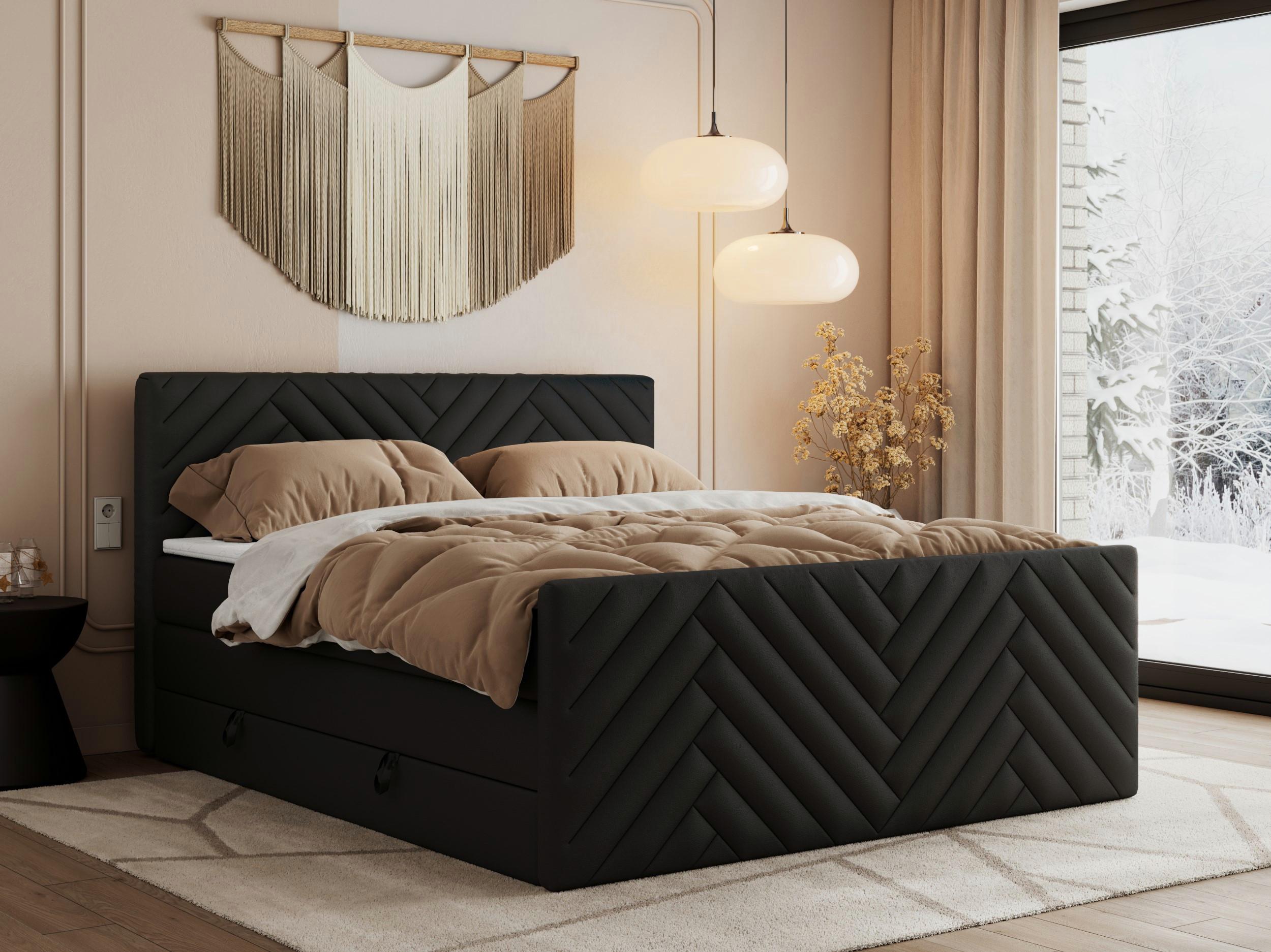 wohnli-moebel-suche-800000898738-1 BOXSPRINGBETT PARIS KING DUO - 200/200 - Schwarz Kunstleder - H3 Textil MKS Möbel > Betten > Boxspringbetten Schwarz