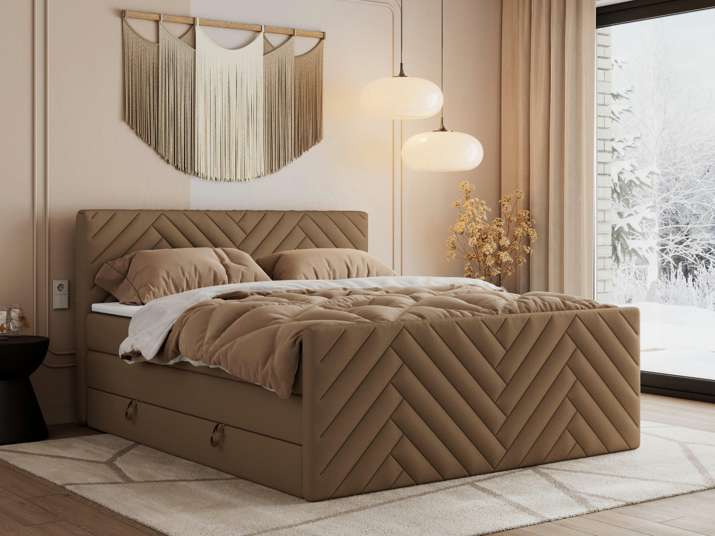 wohnli-moebel-suche-800000898763-1 BOXSPRINGBETT PARIS KING DUO - 200/200 - Braun Kunstleder - H3 Textil MKS Möbel > Betten > Boxspringbetten Braun