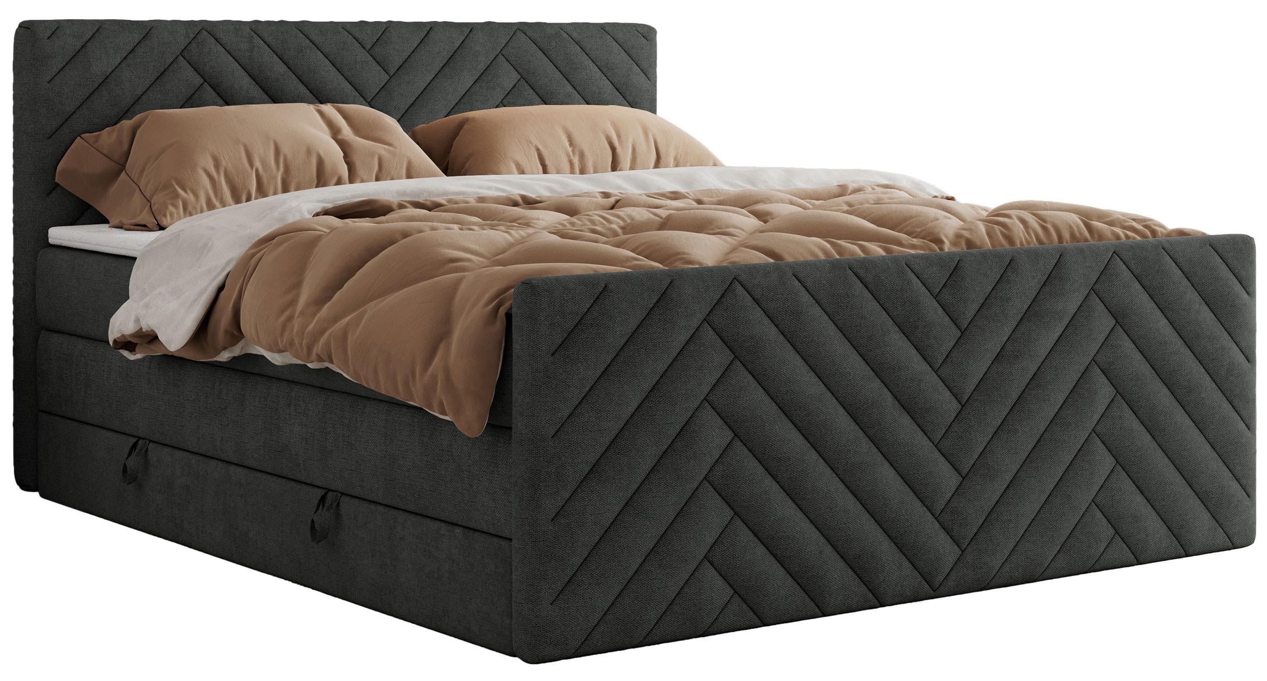 wohnli-moebel-suche-800000898769 Wohnli Möbelsuche - BOXSPRINGBETT PARIS KING DUO - 200/200 - Dunkelgrau Struktur - H3