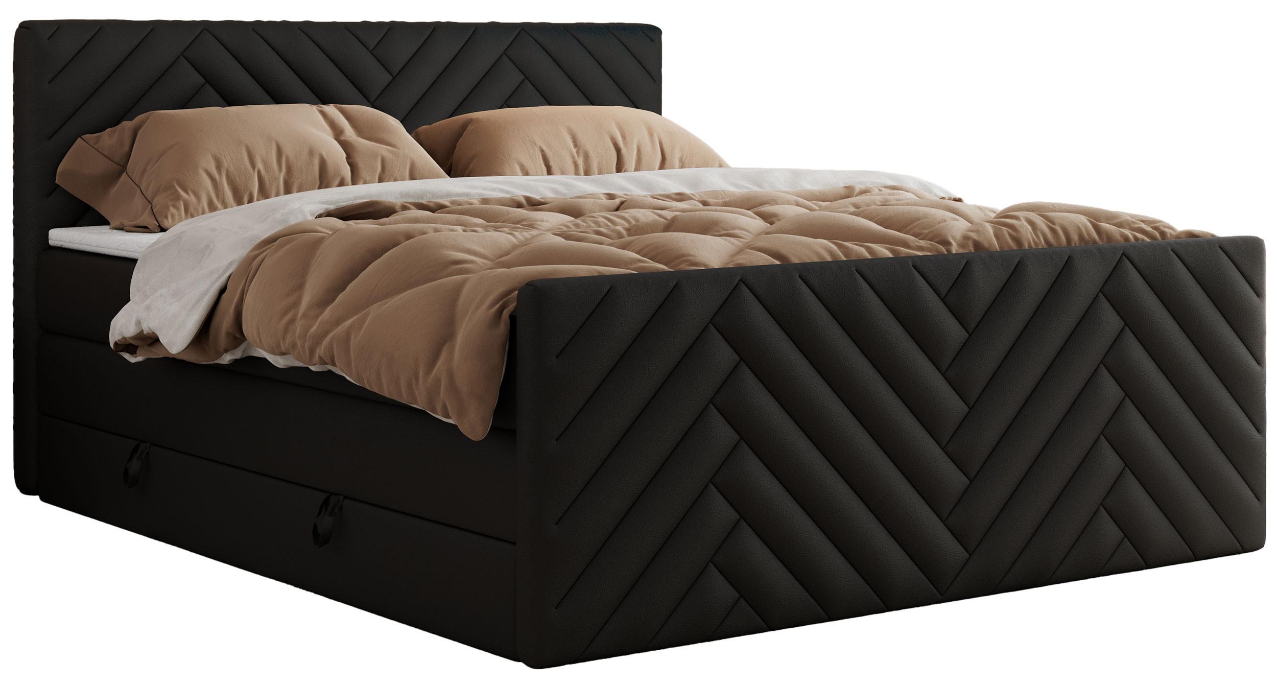 wohnli-moebel-suche-800000898796 Wohnli Möbelsuche - BOXSPRINGBETT PARIS KING DUO - 200/200 - Schwarz Kunstleder - H4