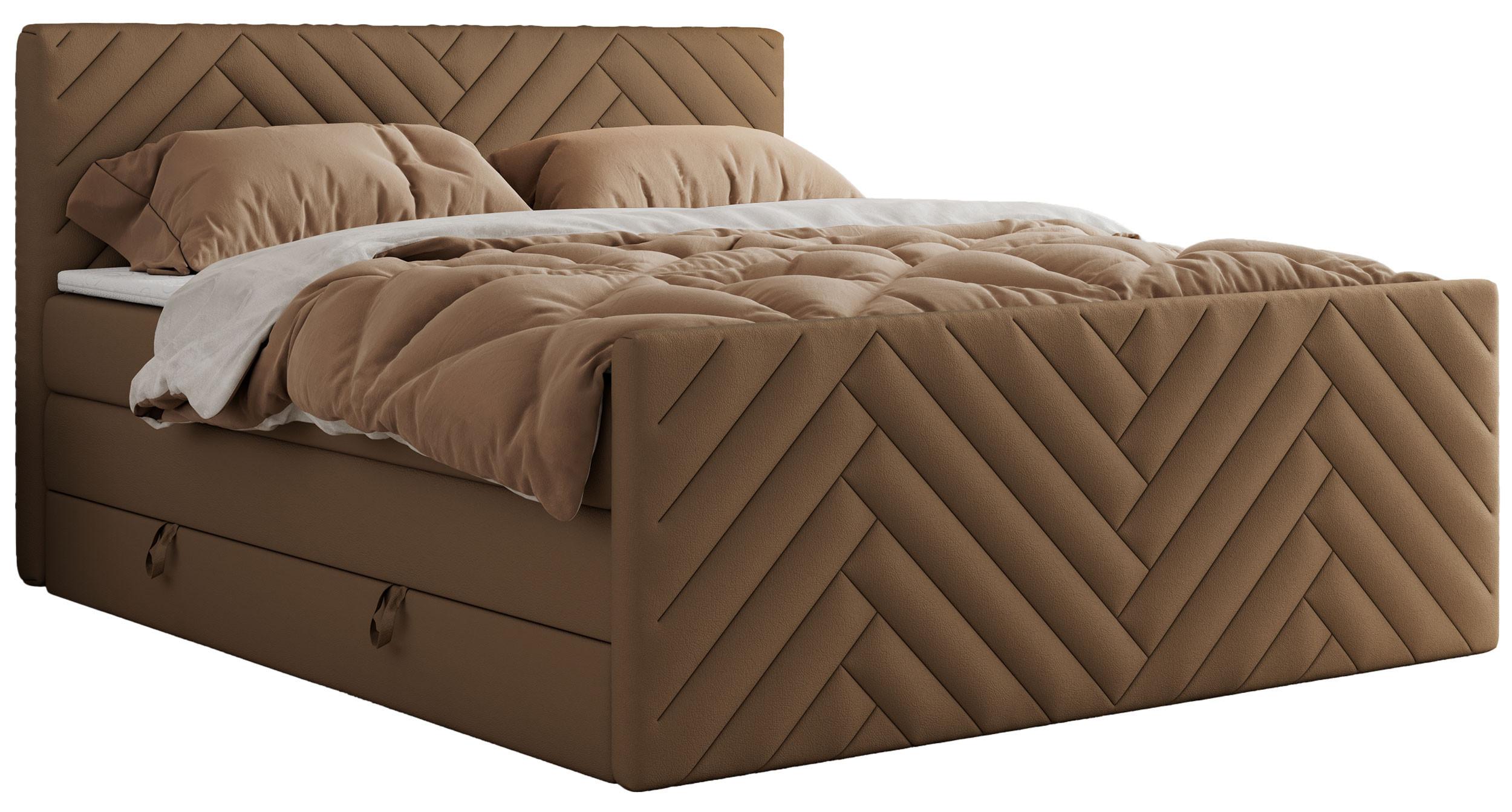 wohnli-moebel-suche-800000898818 Wohnli Möbelsuche - BOXSPRINGBETT PARIS KING DUO - 180/200 - Braun Kunstleder - H4