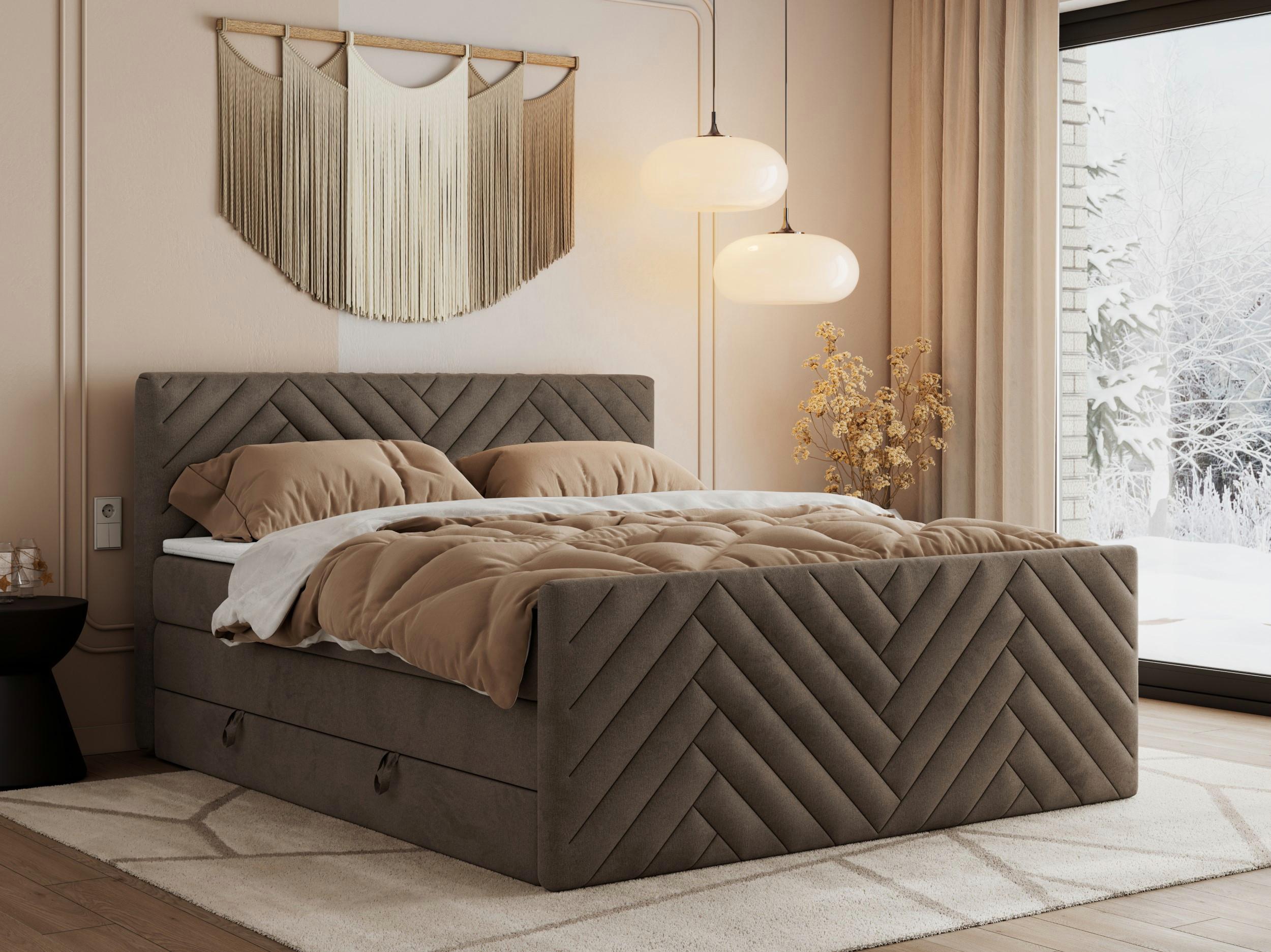 wohnli-moebel-suche-800000898837-1 BOXSPRINGBETT PARIS KING DUO - 160/200 - Braun Velvet - H3 Textil MKS Möbel > Betten > Boxspringbetten Braun