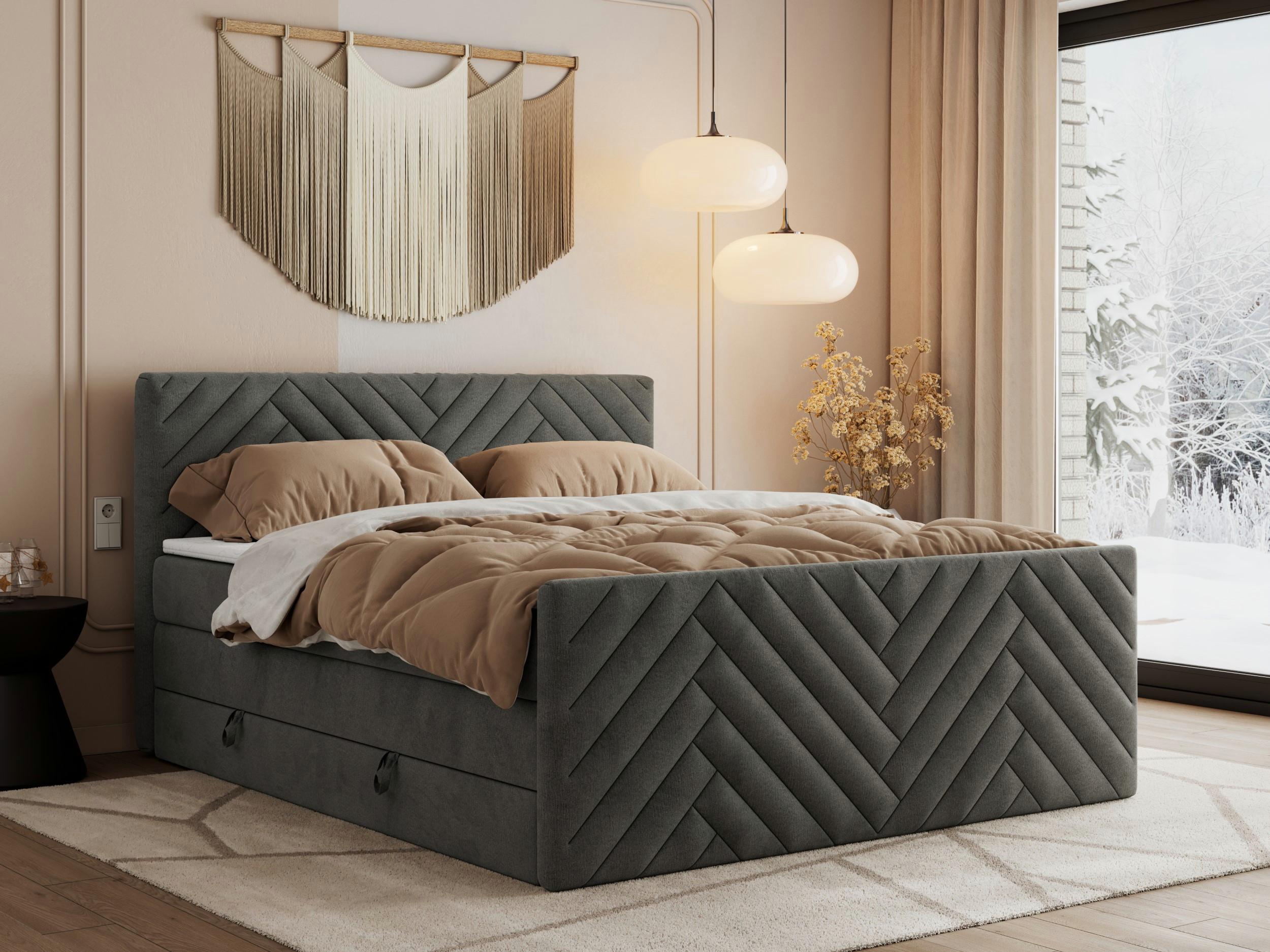 wohnli-moebel-suche-800000898861-1 BOXSPRINGBETT PARIS KING DUO - 200/200 - Dunkelgrau Velvet - H4 Textil MKS Möbel > Betten > Boxspringbetten Grau