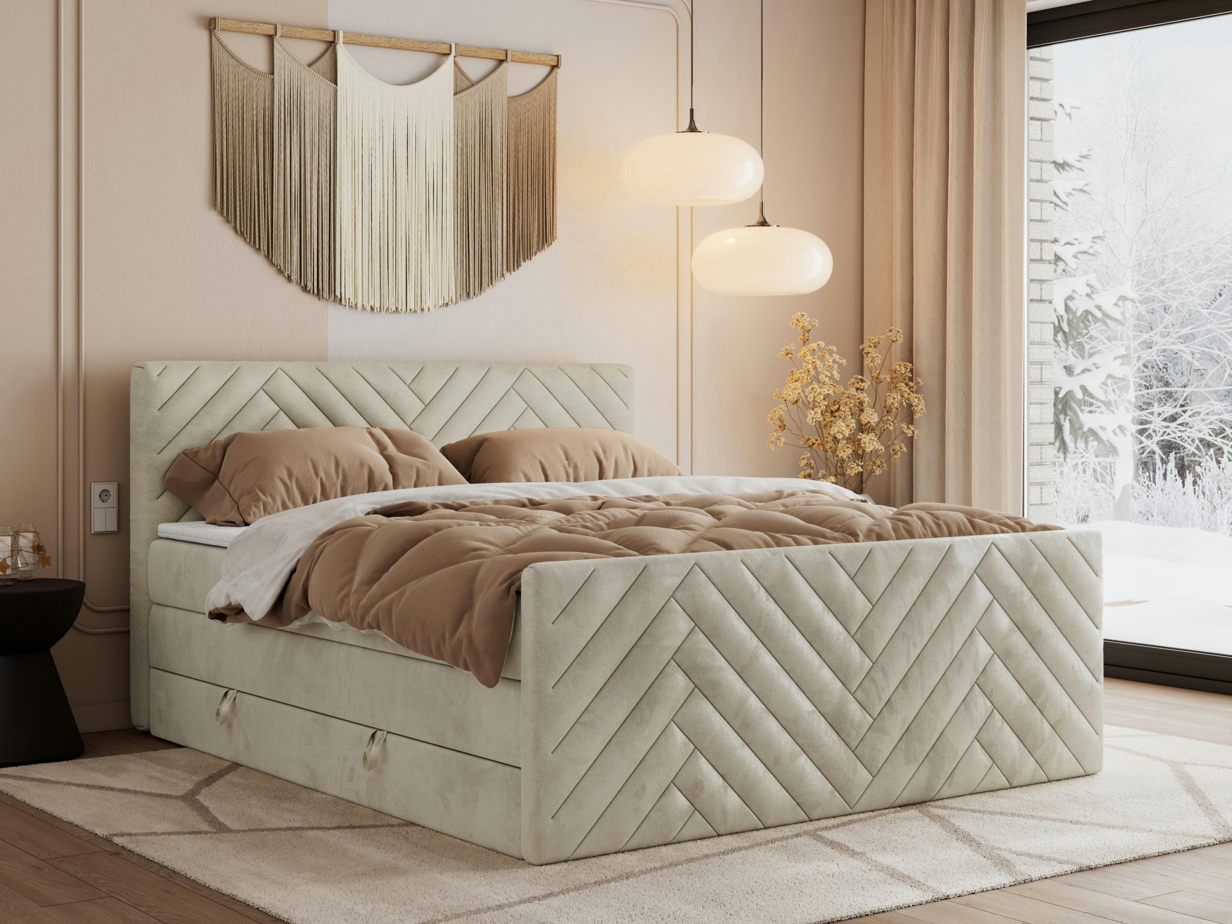 wohnli-moebel-suche-800000898884-1 BOXSPRINGBETT PARIS KING DUO - 180/200 - Beige Velvet - H4 Textil MKS Möbel > Betten > Boxspringbetten Beige