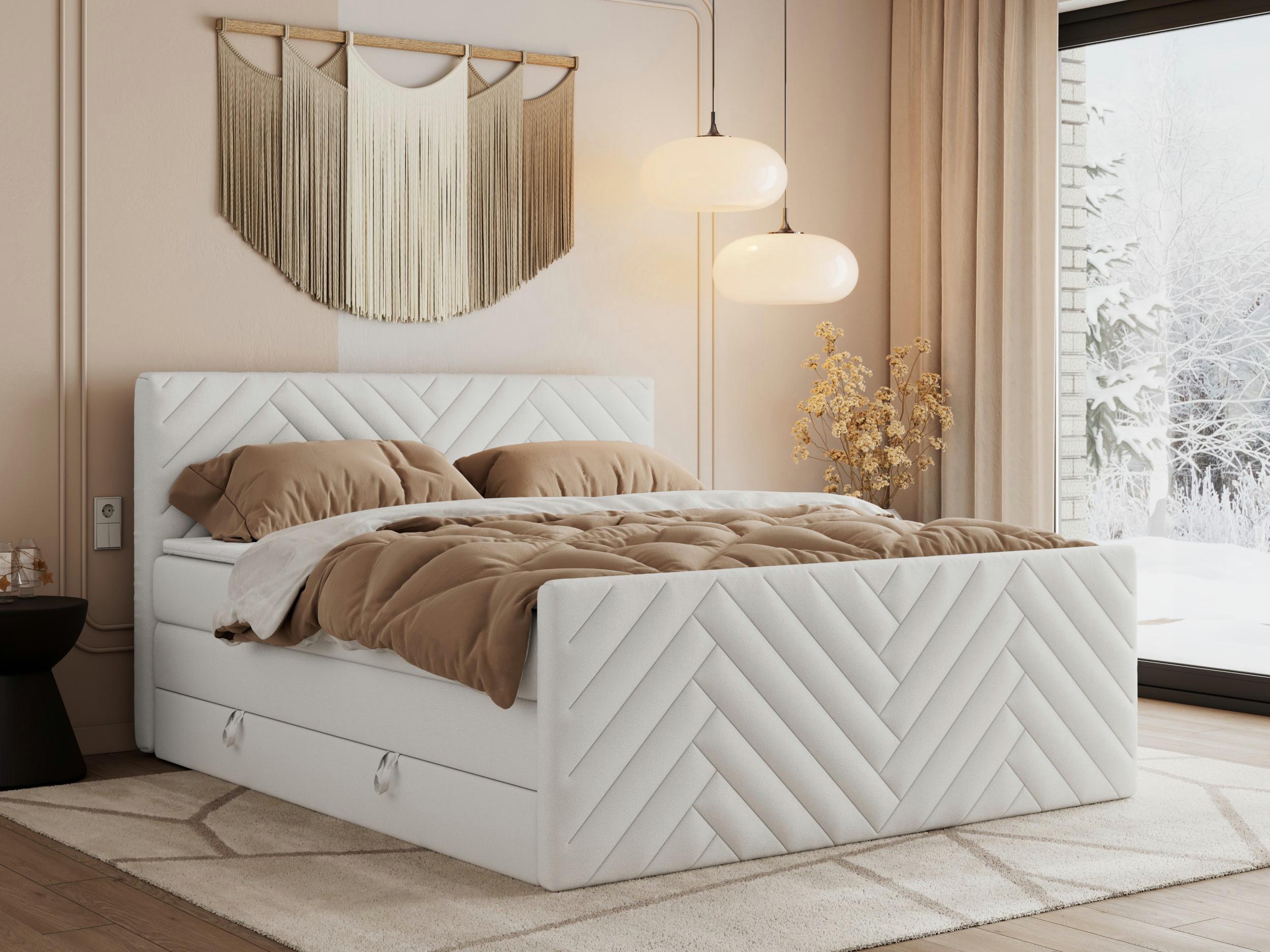 wohnli-moebel-suche-800000898885-1 BOXSPRINGBETT PARIS KING DUO - 200/200 - Weiß Kunstleder - H3 Textil MKS Möbel > Betten > Boxspringbetten Weiß