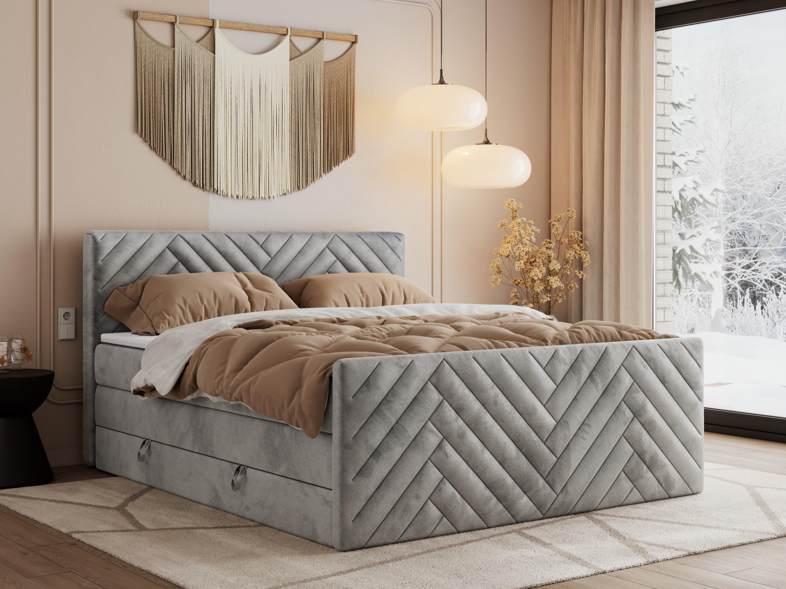 wohnli-moebel-suche-800000898940-1 BOXSPRINGBETT PARIS KING DUO - 200/200 - Hellgrau Velvet - H3 Textil MKS Möbel > Betten > Boxspringbetten Grau