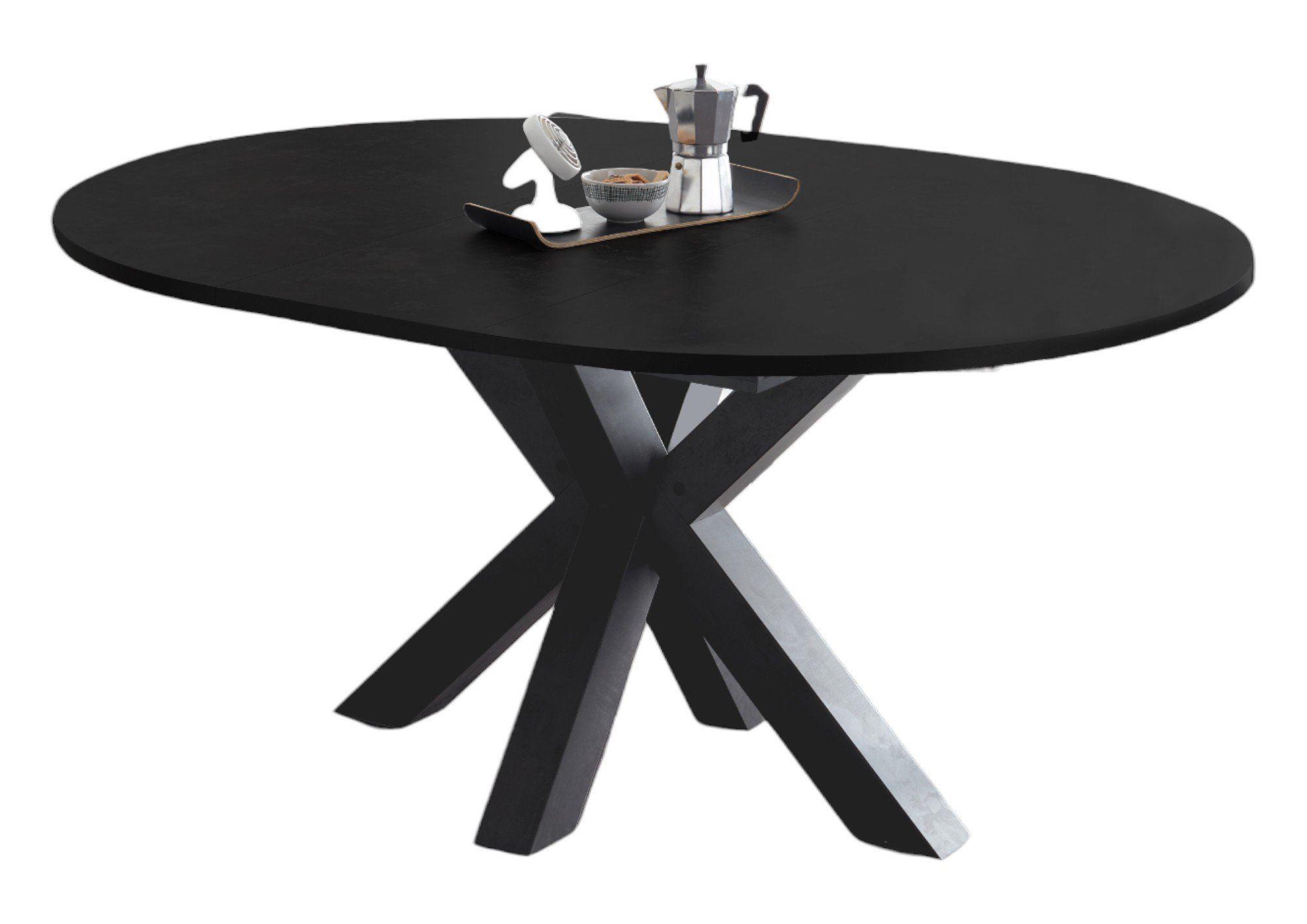 ESSTISCH Rund ausziehbar Edda 8 130 x 130 x 78 Küchentisch Graphit/Schwarzstahl Holz 58aufmkessel Möbel > Tische > Esstische Grau