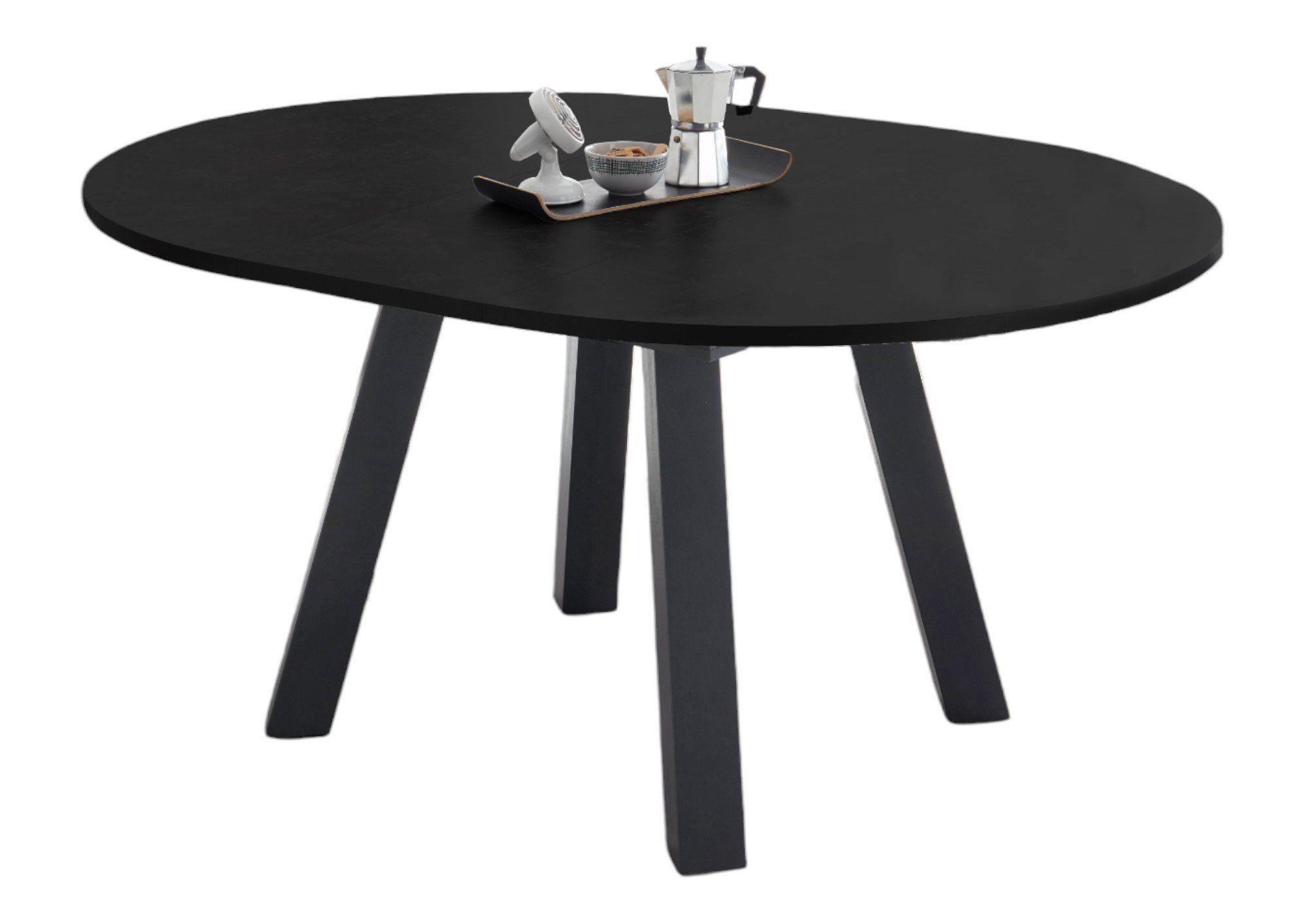 ESSTISCH Rund ausziehbar Edda 2 110 x 110 x 78 Küchentisch Graphit/Schwarzstahl Holz 58aufmkessel Möbel > Tische > Esstische Grau