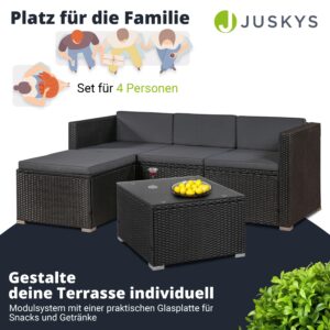 wohnli-moebel-suche-800000900643-1 LOUNGEGARNITUR Punta Cana 3-tlg. Kunststoff Juskys Garten & Outdoor > Gartenmöbel > Gartenmöbel-Sets Schwarz