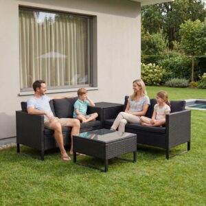 wohnli-moebel-suche-800000901746-1 LOUNGEGARNITUR Santorini schwarz / grau Kunststoff Juskys Garten & Outdoor > Gartenmöbel > Gartenmöbel-Sets Schwarz