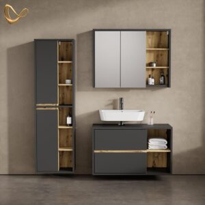 WASCHBECKENUNTERSCHRANK Vomano Anthrazit 100 x 60 cm Holzwerkstoff Livinity® Möbel > Schränke > Badezimmerschränke > Waschbeckenunterschränke Anthrazit