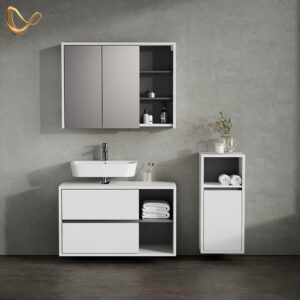 wohnli-moebel-suche-800000903017-1 MIDISCHRANK Vomano Weiß 38 x 80 cm Holzwerkstoff Livinity® Möbel > Schränke > Badezimmerschränke Weiß