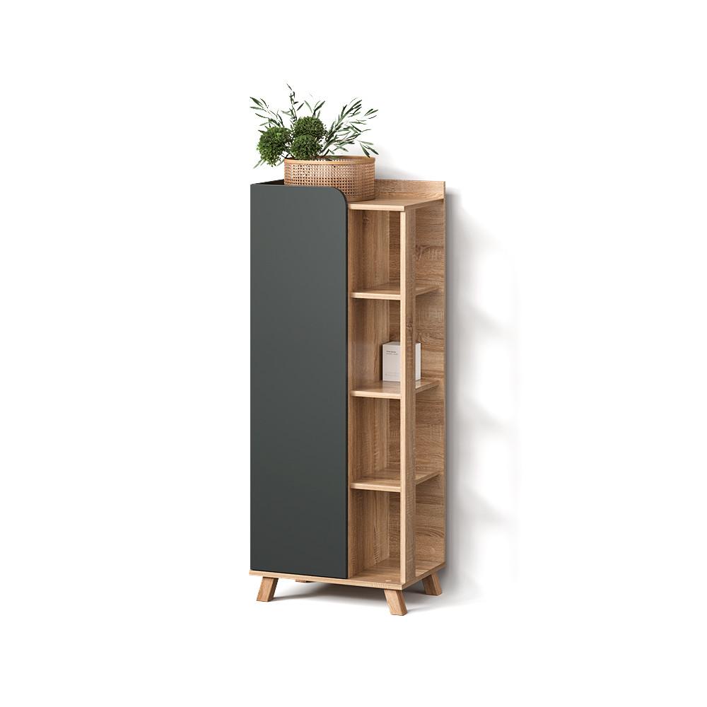 Wohnli Möbelsuche - MIDISCHRANK Marano Anthrazit 50 x 128 cm mit Tür und offenen Fächern